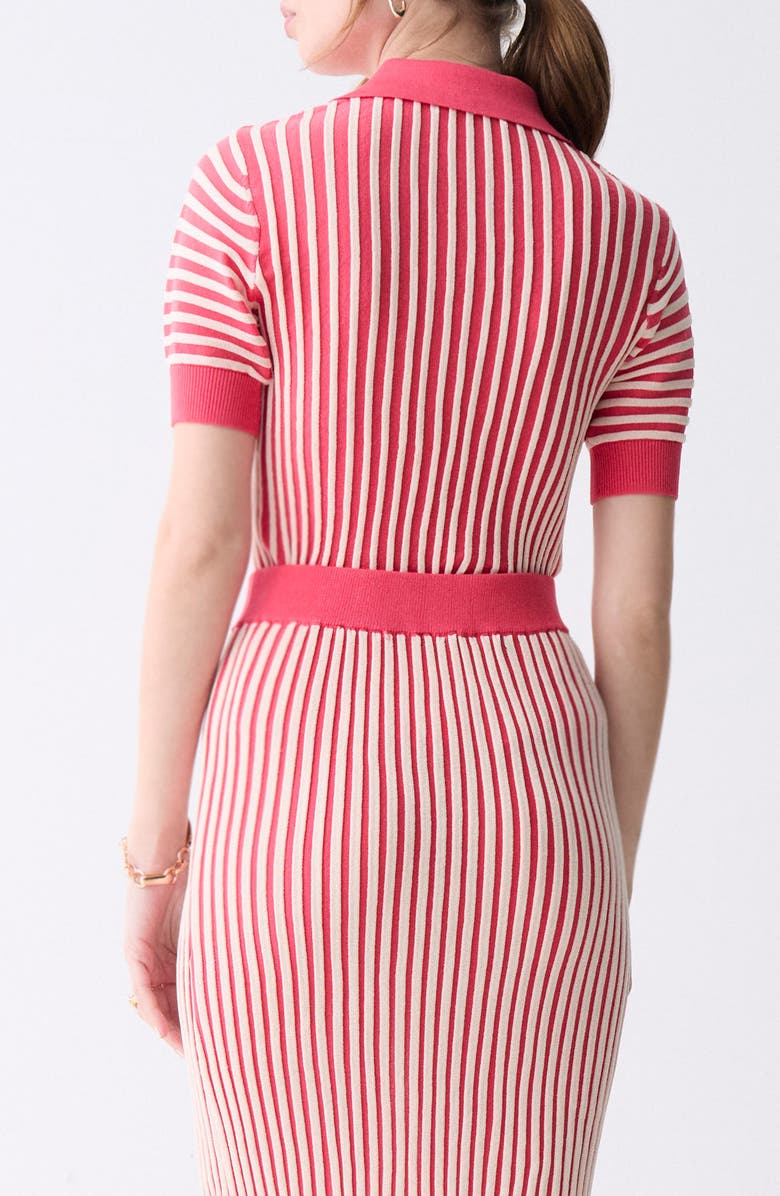 DELUC Amarenta Stripe Polo Sweater, Alternate, color, Red And Beige