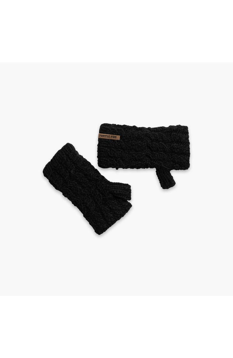 Turtle Fur Mika Wool Fingerless Mittens, Main, color, Black