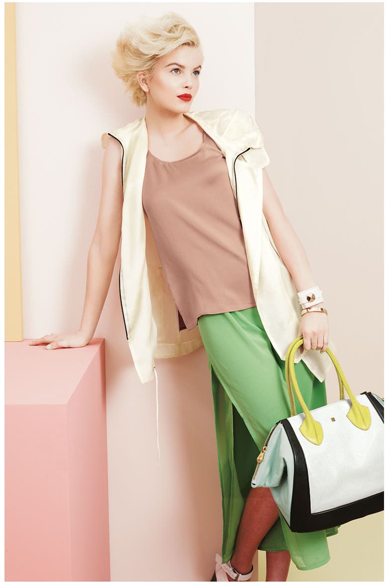 Stretch Silk Gaucho Pants, Alternate, color, PISTACHIO