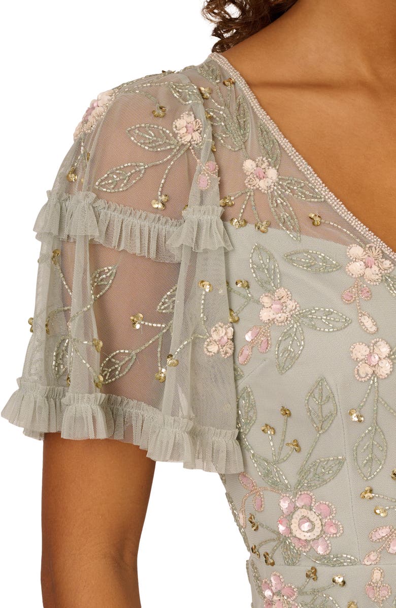 Adrianna Papell Bead Embellished Cocktail Dress, Alternate, color, Frosted Sage