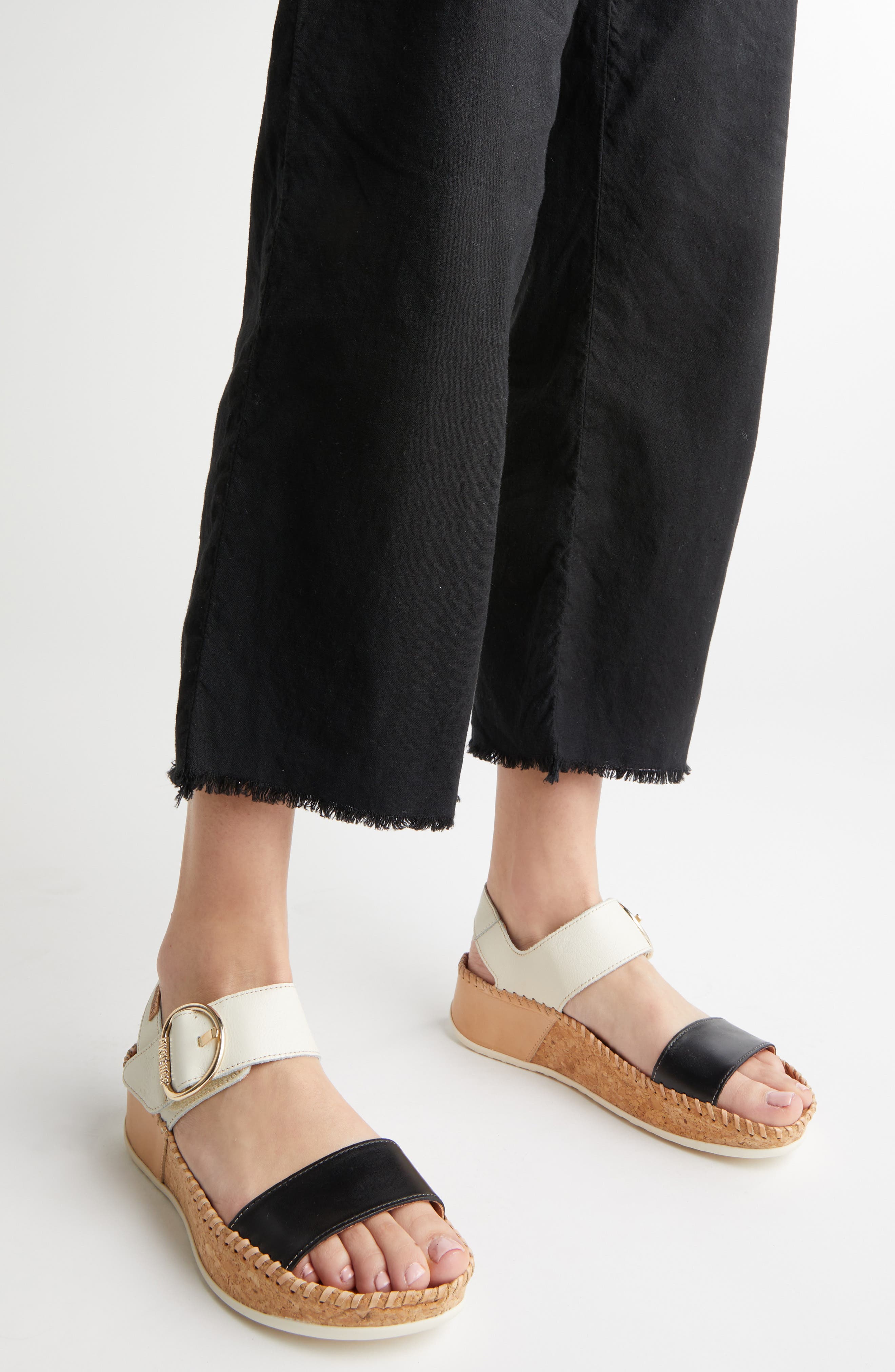 Marina Platform Sandal, Alternate, color, BLACK/WHITE