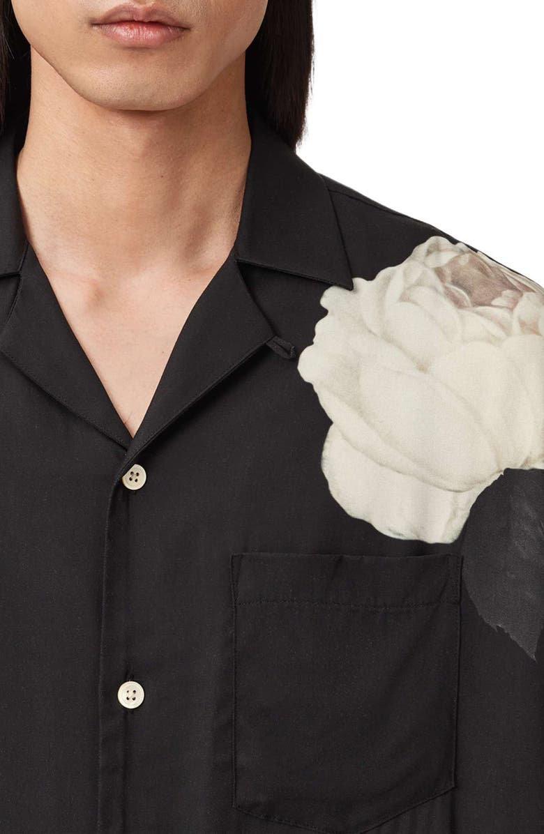 AllSaints Alberic Camp Shirt, Alternate, color, Jet Black