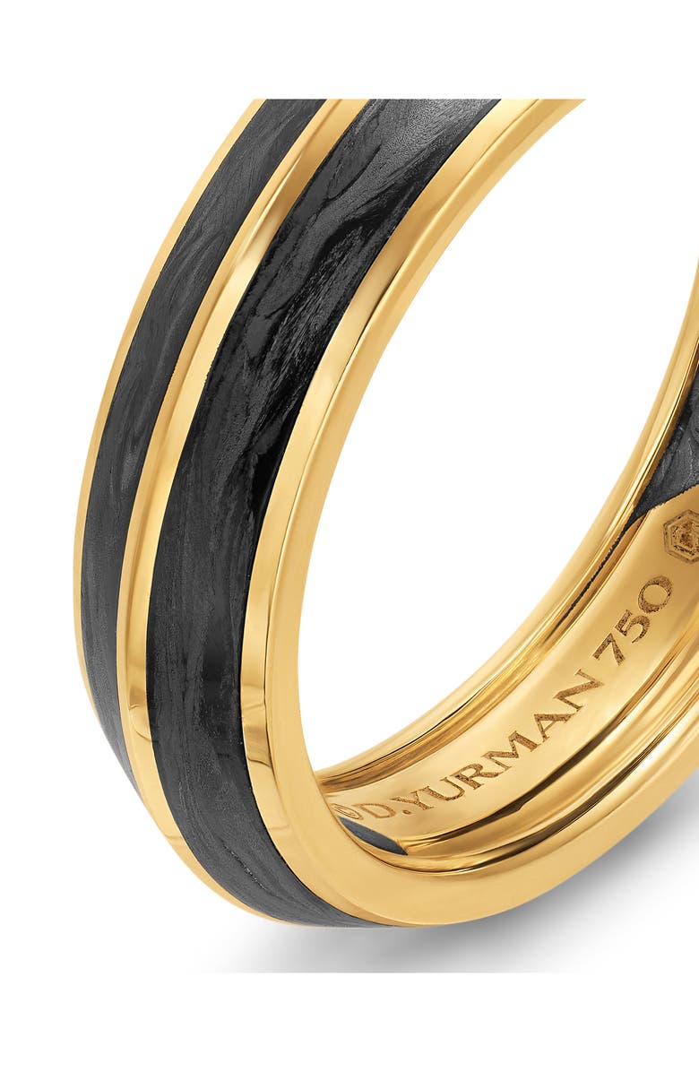 David Yurman Knife Edge Band Ring in 18K Yellow Gold with Forged Carbon, Alternate, color, Gold