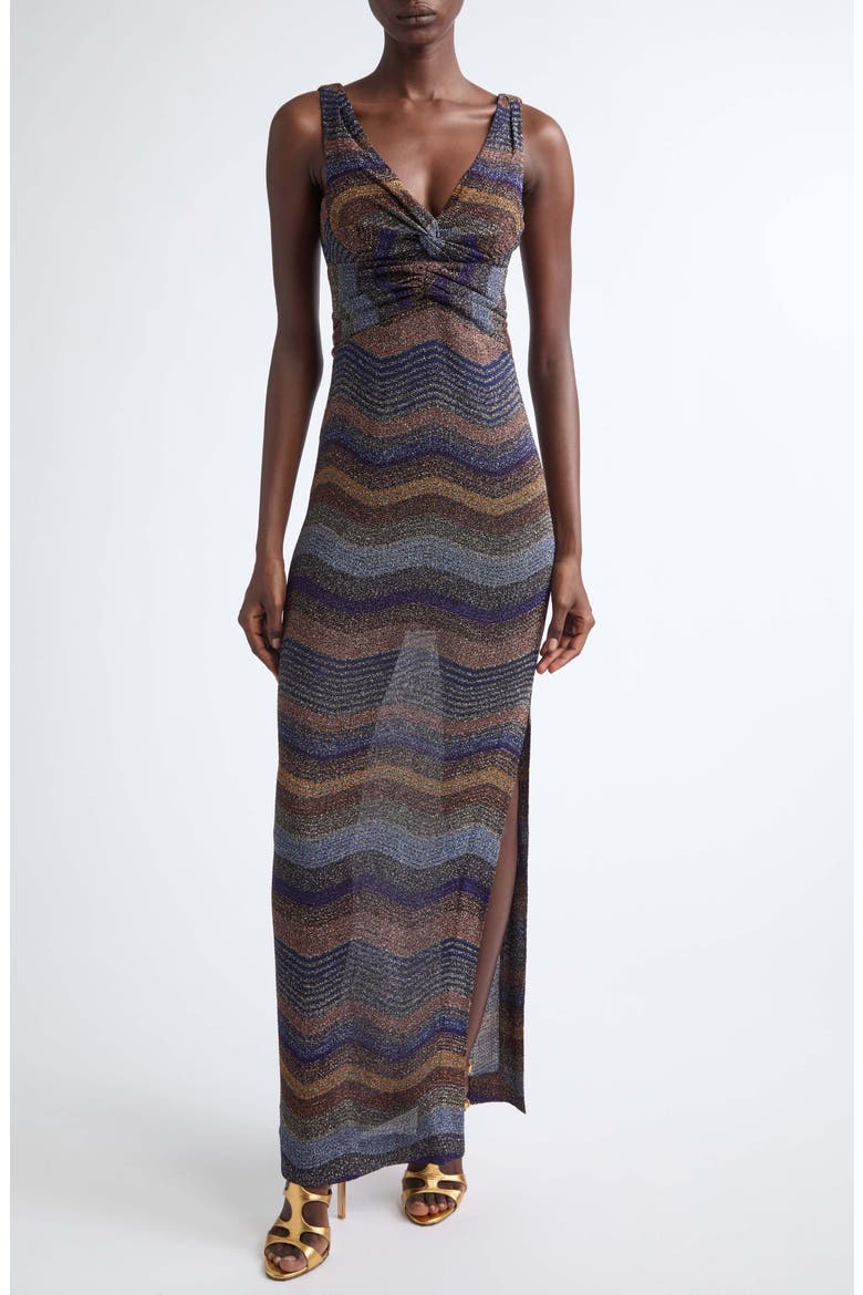 Metallic Zigzag Stripe Maxi Dress, Main, color, SMSS7-MULTI VIOLET