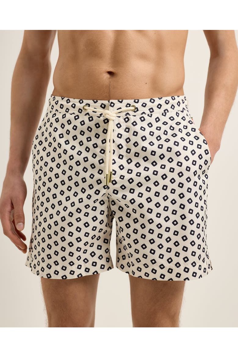 Bulldog Drawcord Mid Length Swim Shorts, Alternate, color, LATTE/NIGHT IRIS