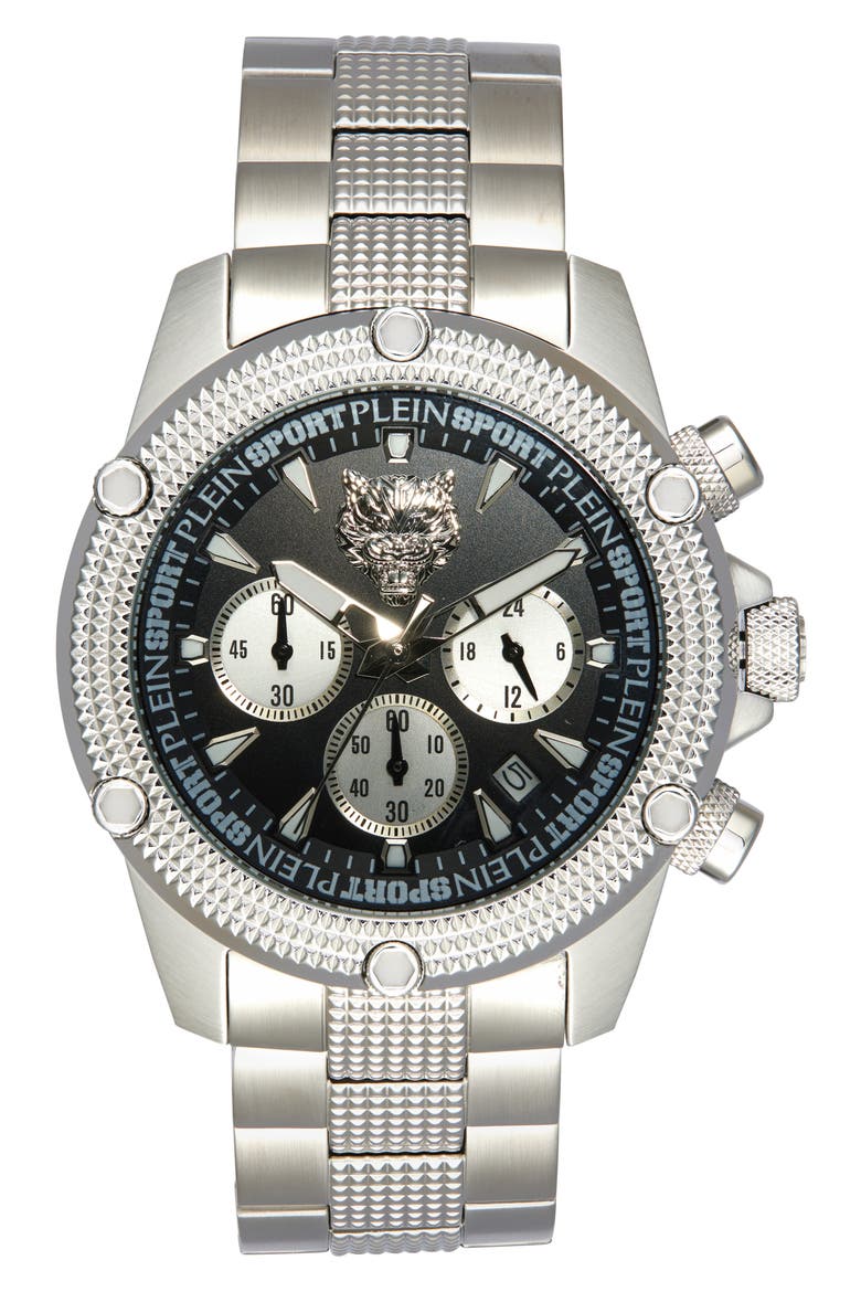 Hurricane Bracelet Strap Chronograph Watch, 44mm, Main, color, STAINLESS STEEL