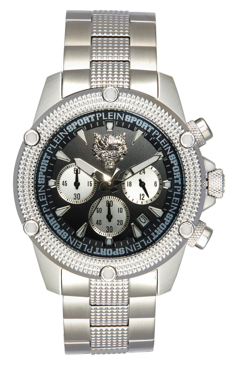 PLEIN SPORT Hurricane Bracelet Strap Chronograph Watch, 44mm, Main, color, Stainless Steel