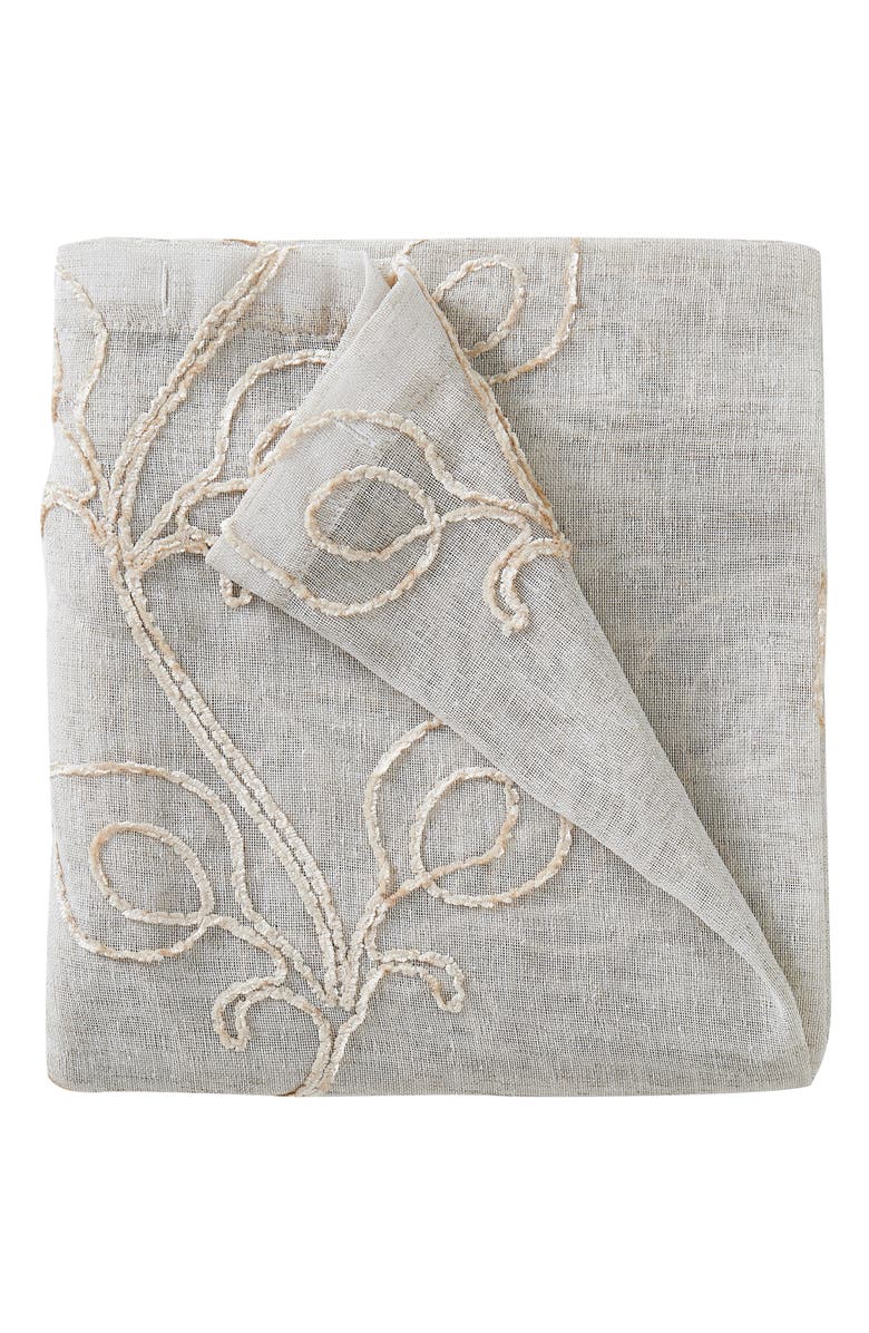 DAINTY HOME Stella Embroidered Shower Curtain, Alternate, color, Linen