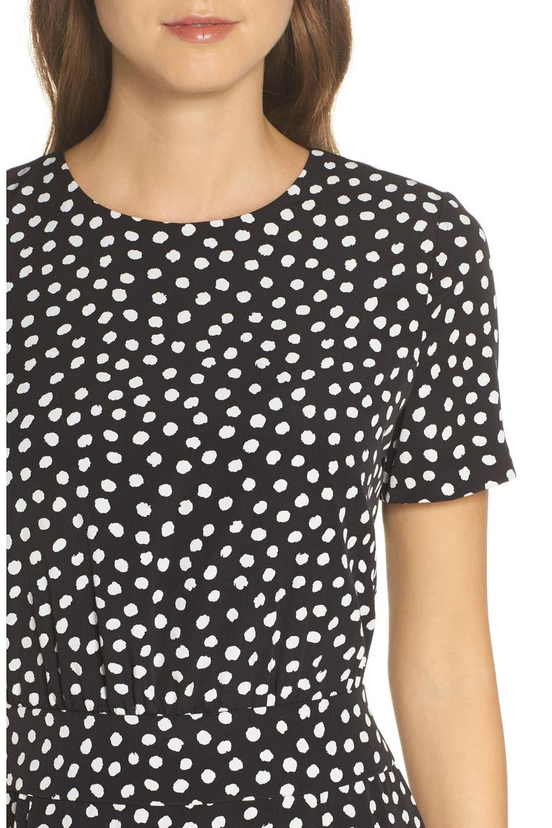 Print Midi Dress, Alternate, color, BLACK/ SOFT WHITE
