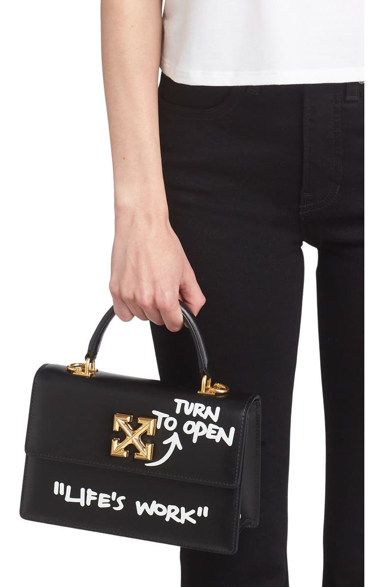 Off-White Jitney 1.4 Quote Leather Top Handle Bag, Alternate, color,