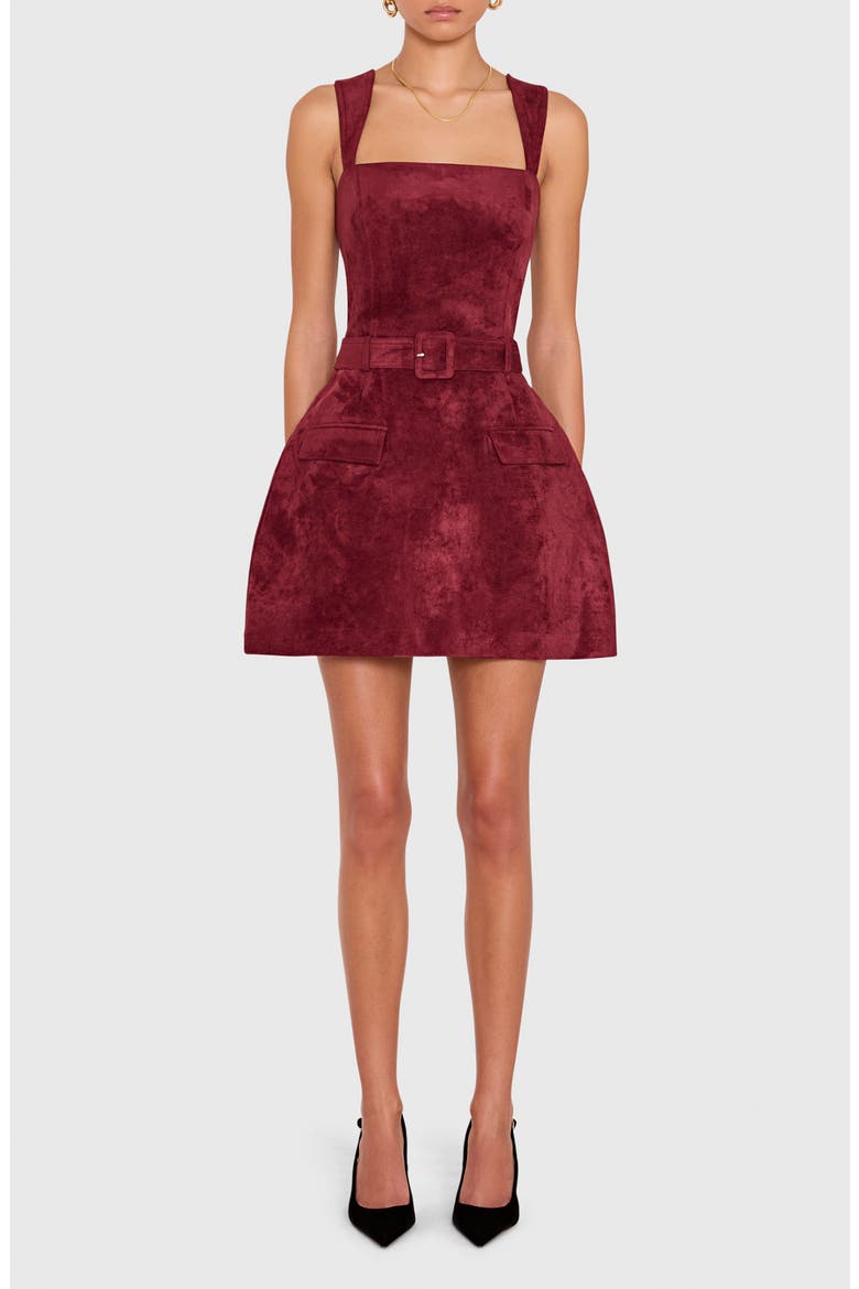 Bethany Sleeveless Faux Suede Skort, Main, color, RUST