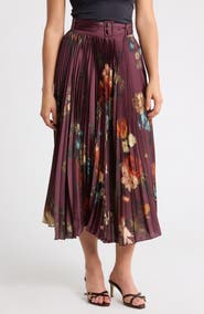 T Tahari Belted Pleated Midi Skirt