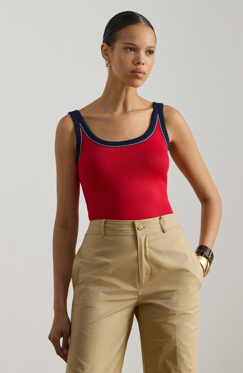 Lauren Ralph Lauren Two-Tone Tank, Alternate, color, Cruise Red/ Multi