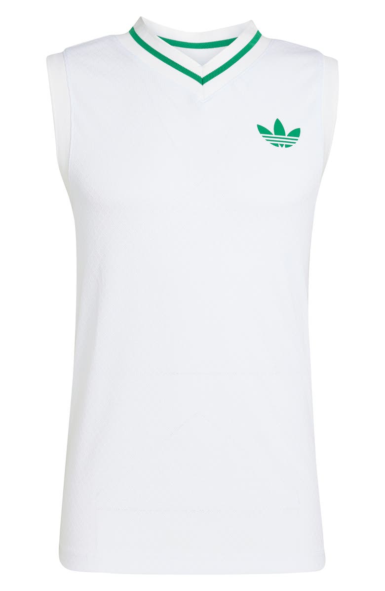 adidas Jacquard V-Neck Tank, Alternate, color, White