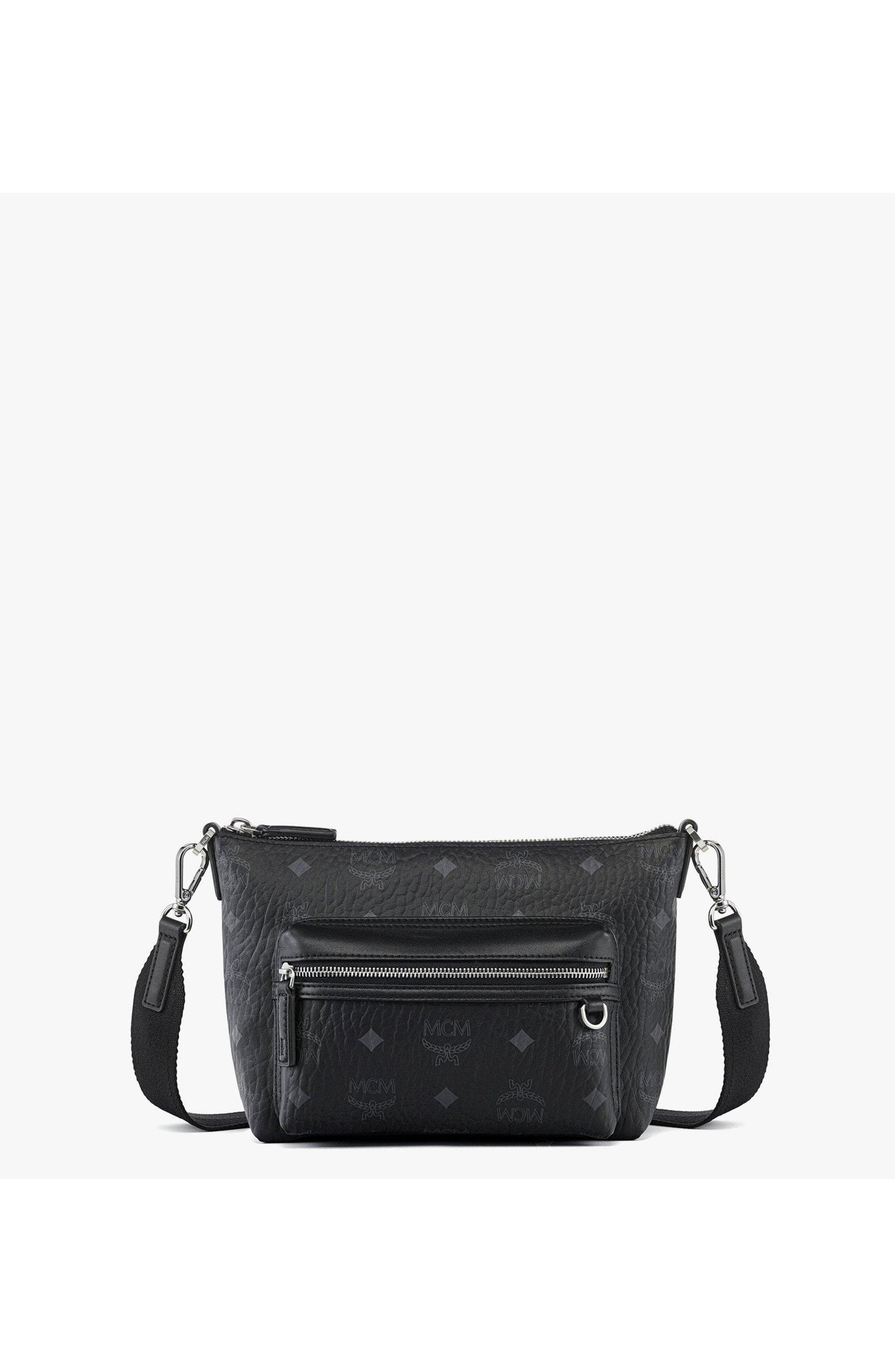 MCM Aren Crossbody in Visetos, Main, color, Black