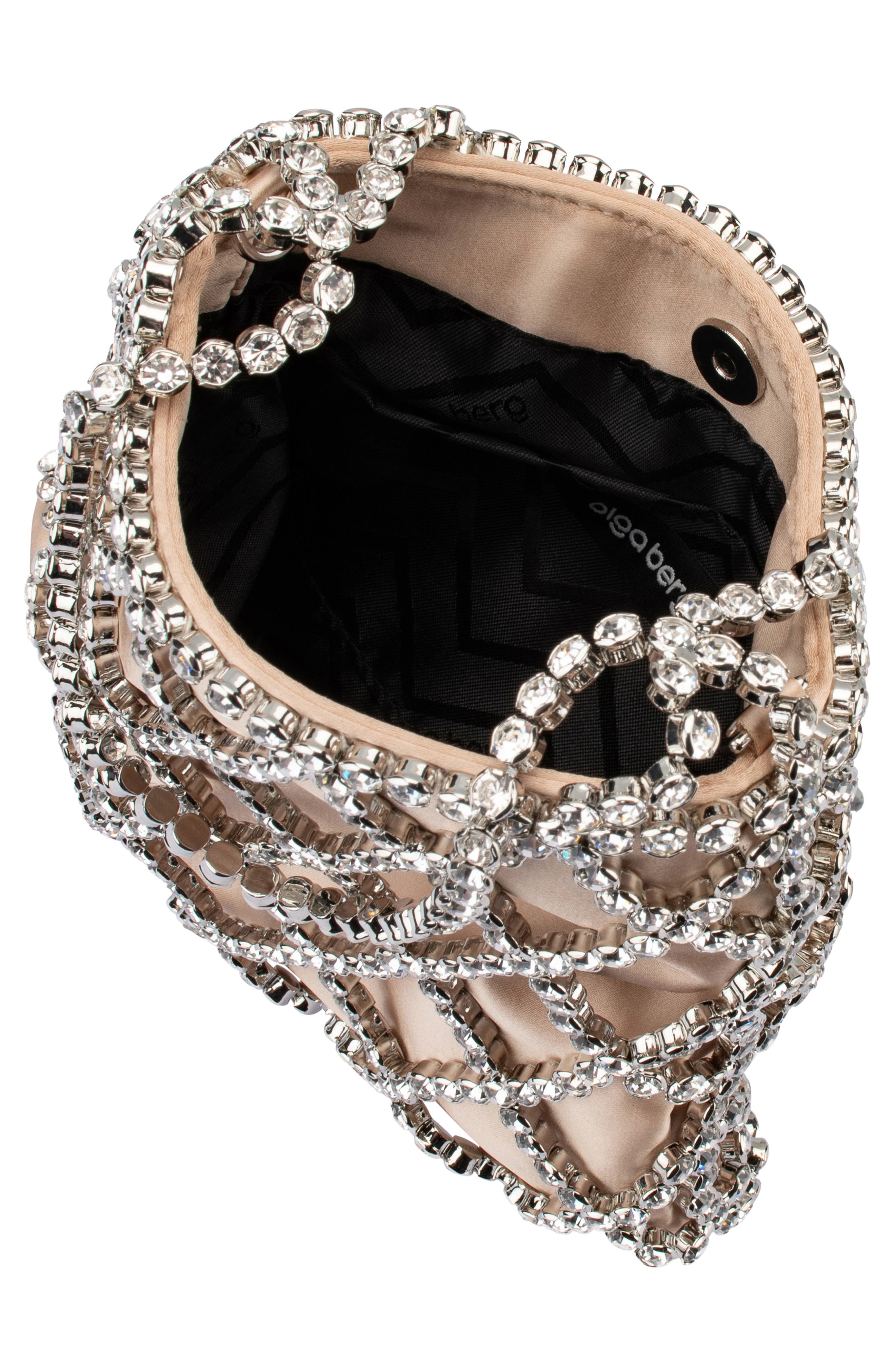 Olga Berg Kit Crystal Cage Top Handle Bag, Alternate, color, Natural