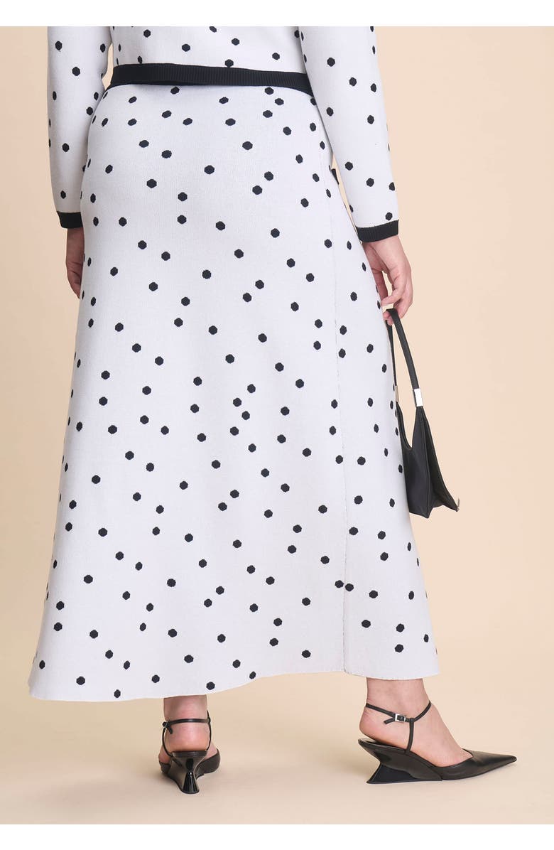 ELOQUII Intarsia Trumpet Sweater Skirt, Alternate, color, Twin Dots White