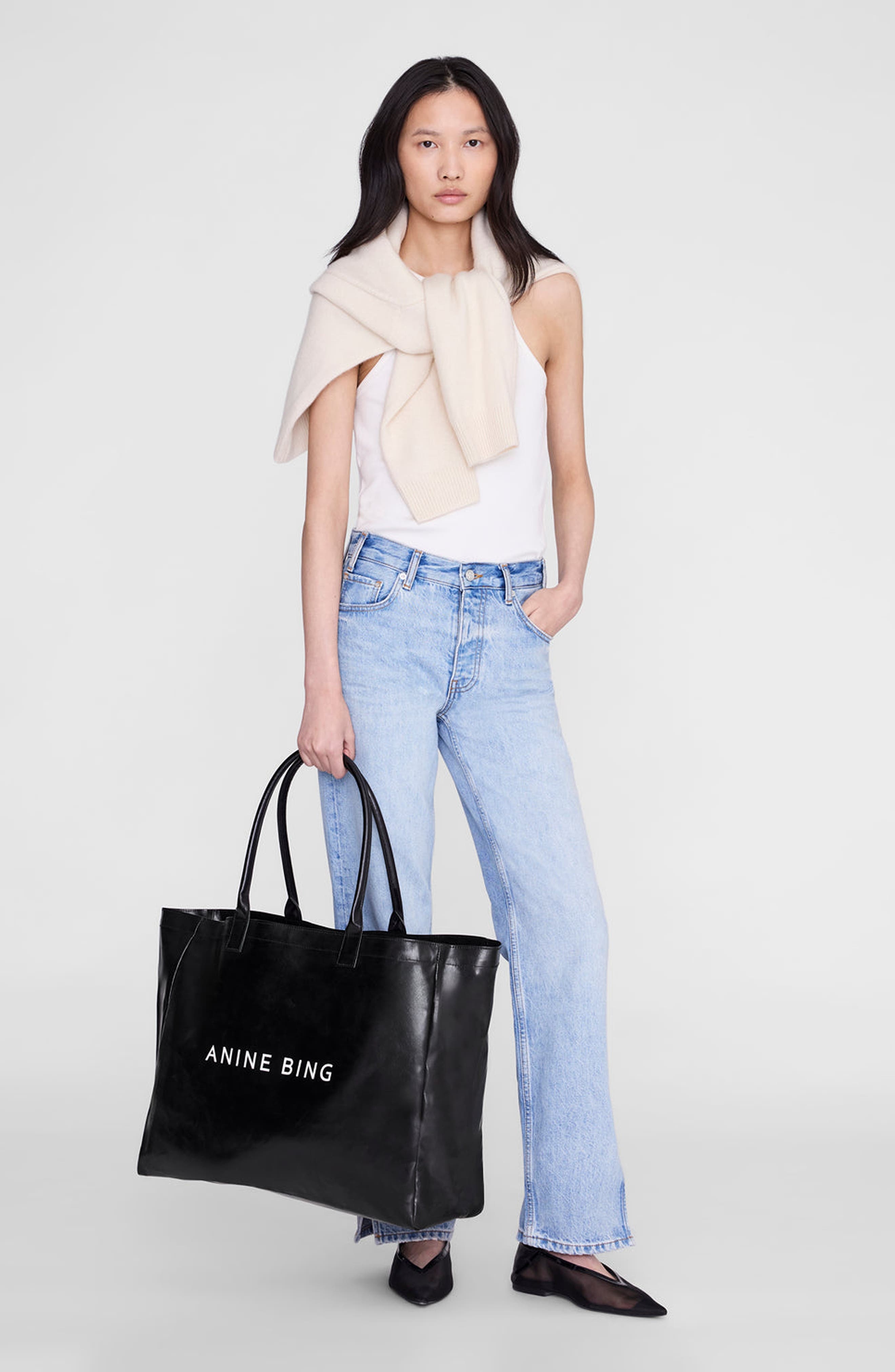 Leo Coated Canvas Tote, Alternate, color, Black