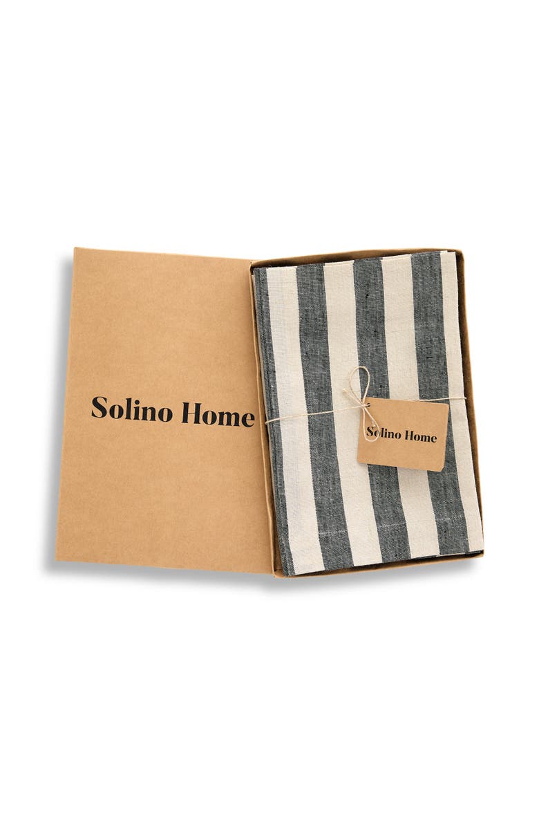 Solino Home Linen Dinner Napkins - Sorrento Stripe, Alternate, color, Black And Natural