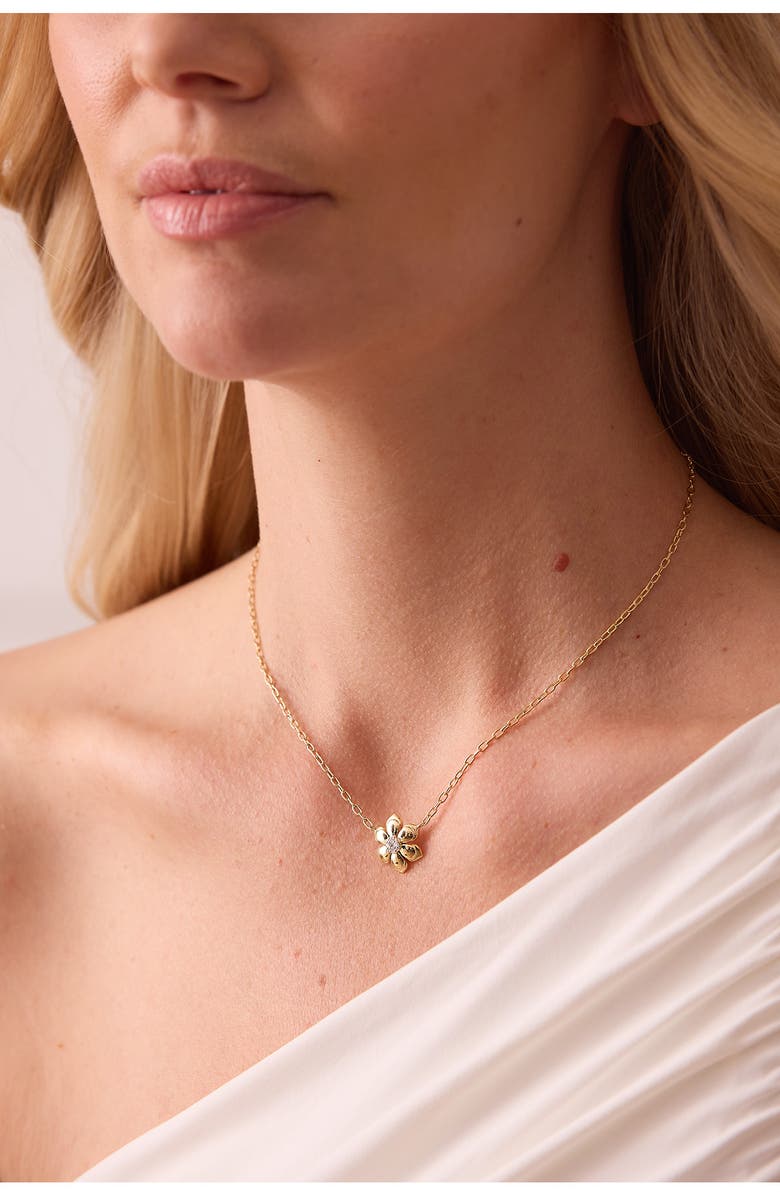 Sara Weinstock Lierre Diamond Petite Flower Pendant Necklace, Alternate, color, Yellow Gold
