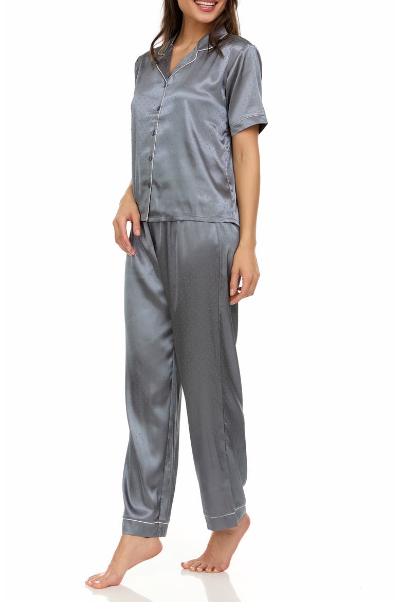 Jamie Jacquard Satin Pajamas, Alternate, color, DARK GRAY
