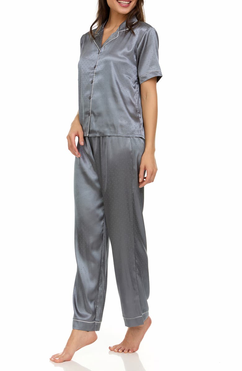 Flora By Flora Nikrooz Jamie Jacquard Satin Pajamas, Alternate, color, Dark Gray