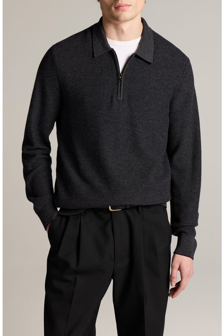 Geo Jacquard Quarter Zip Sweater, Main, color, COASTAL/ MED H GREY