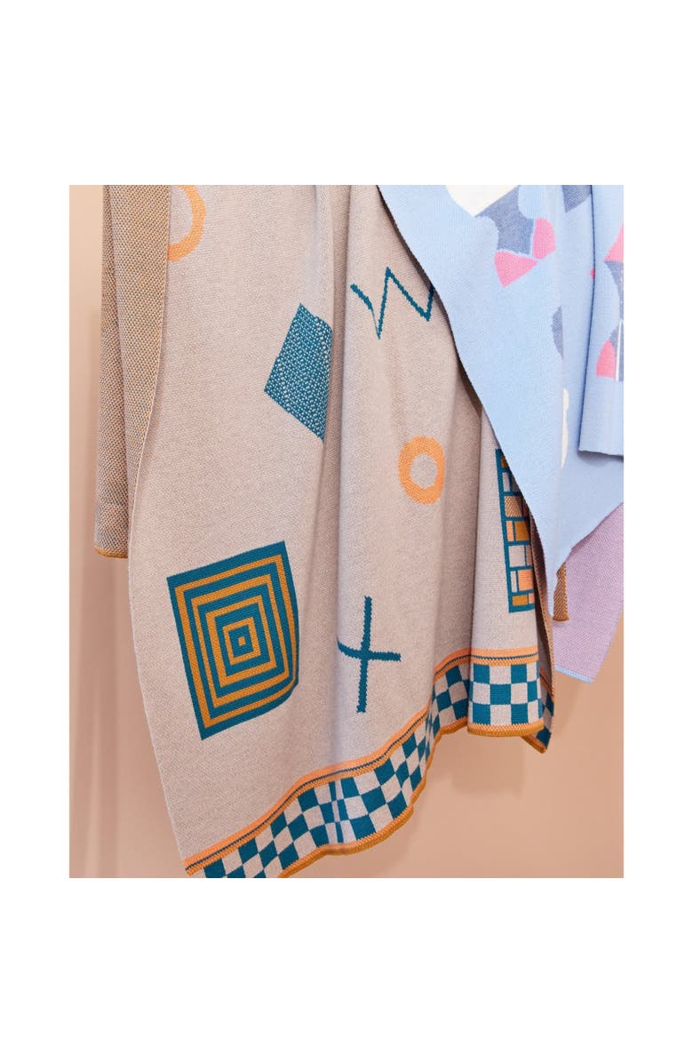 Biquette Shapes Knit Throw Blanket, Alternate, color, Secondary