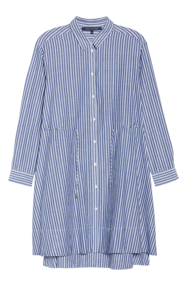 French Connection Tatus Stripe Drawstring Cotton Shirtdress, Alternate, color, 