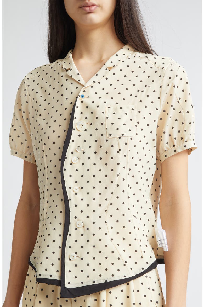 Polka Dot Silk Camp Shirt, Alternate, color, IVORY BASE