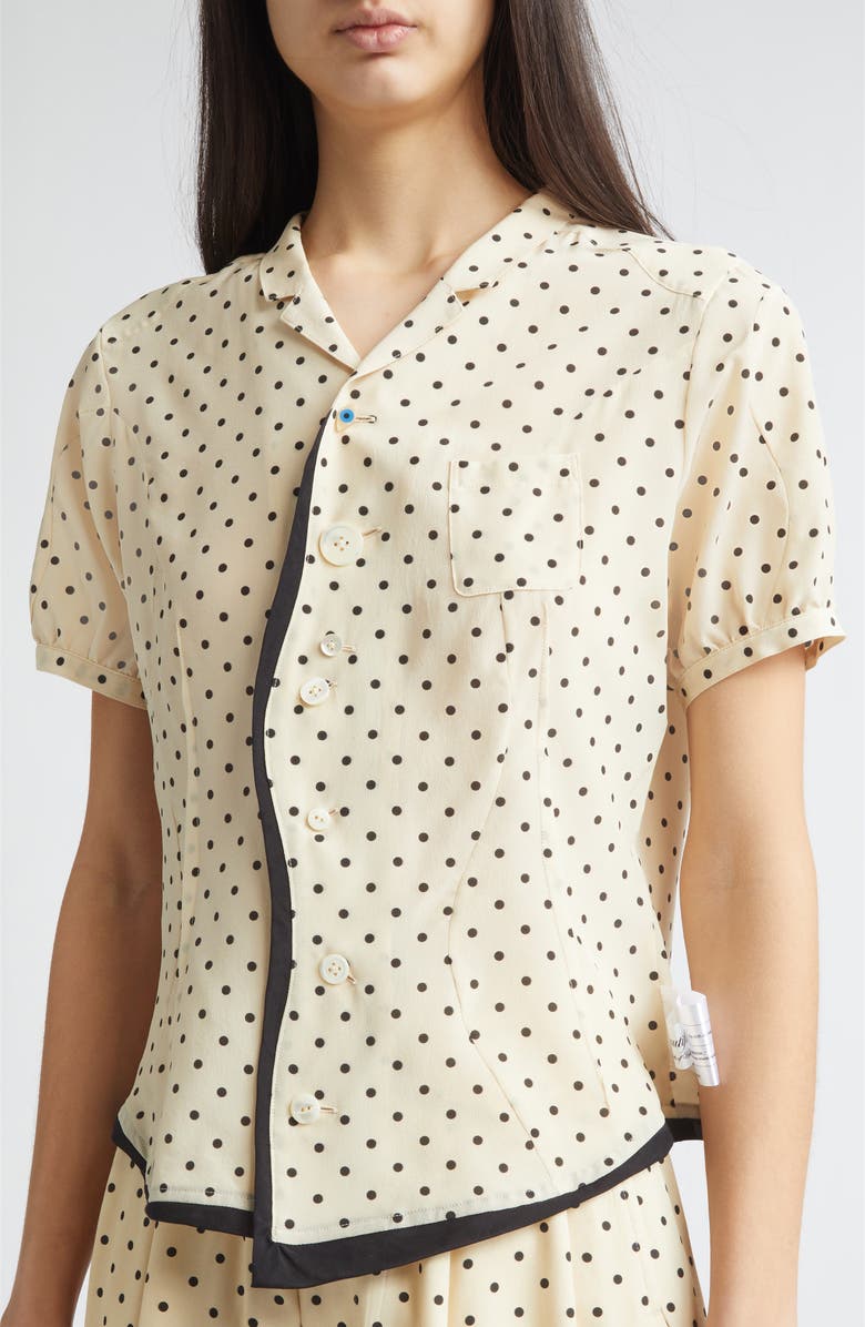 Undercover Polka Dot Silk Camp Shirt, Alternate, color, Ivory Base