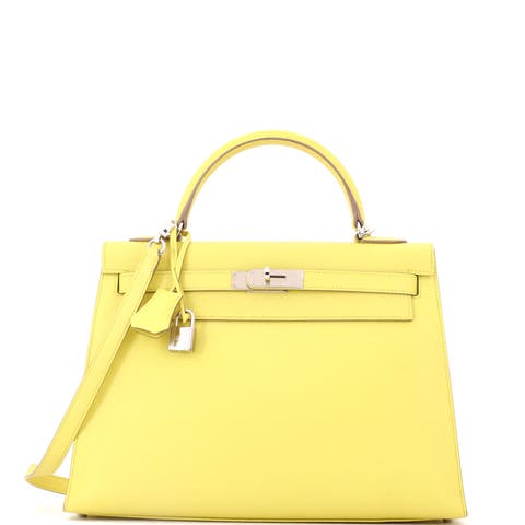Kelly Handbag Yellow Epsom with Palladium Hardware 32