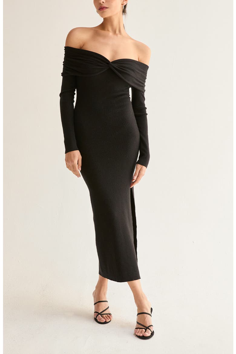 Off Shoulder Sweater Dress, Main, color, Black