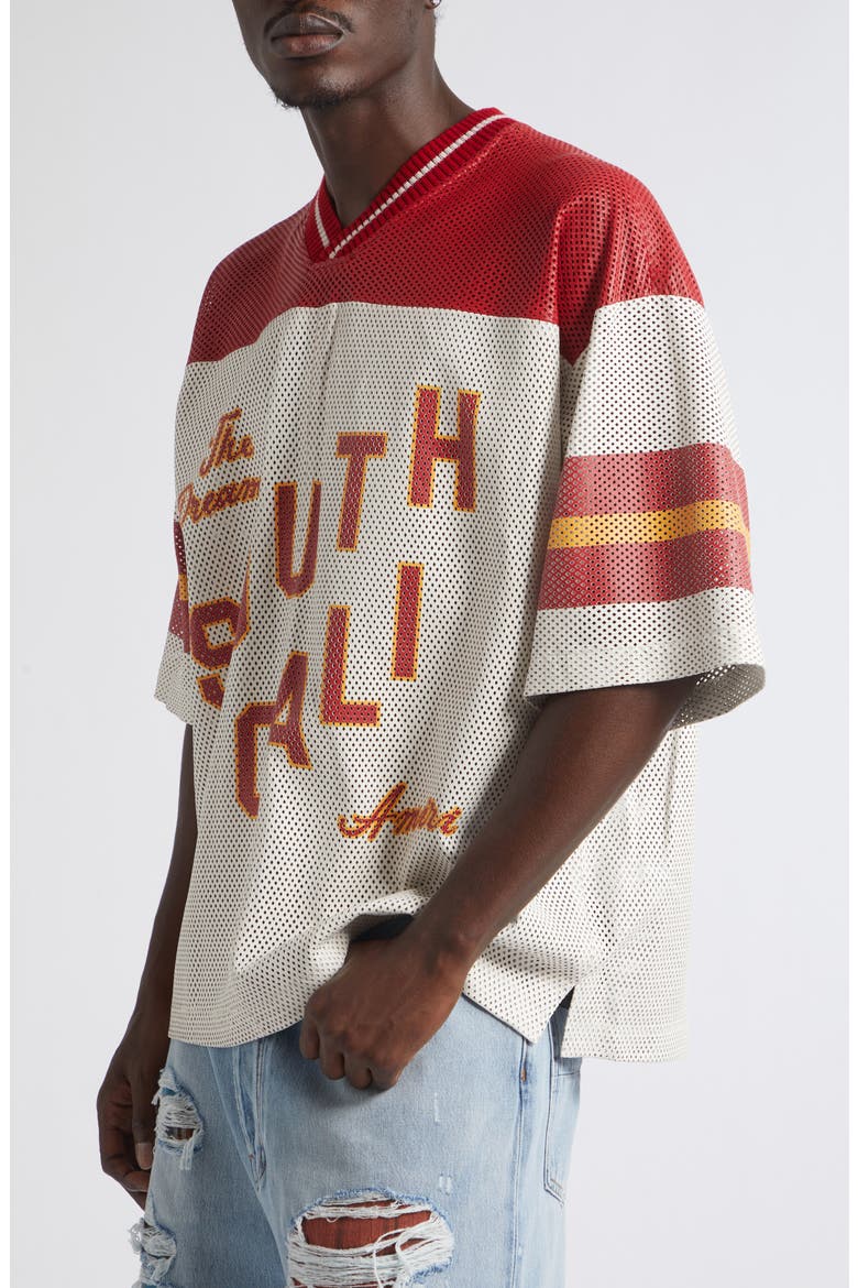 11430268 AMIRI South Cali Leather Mesh Football Jersey, Alternate, color, IVORY