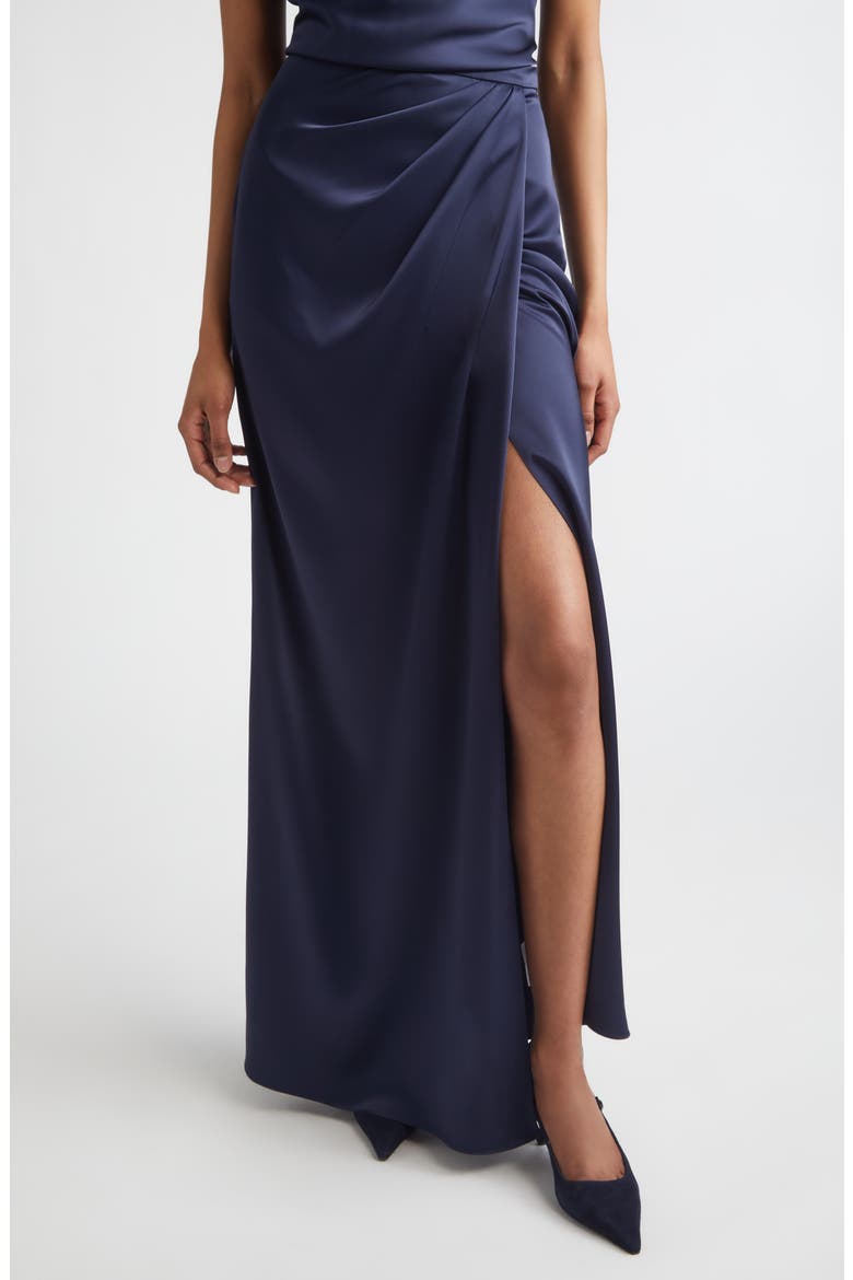 Penelope Liquid Satin Evening Skirt, Alternate, color, MIDNIGHT