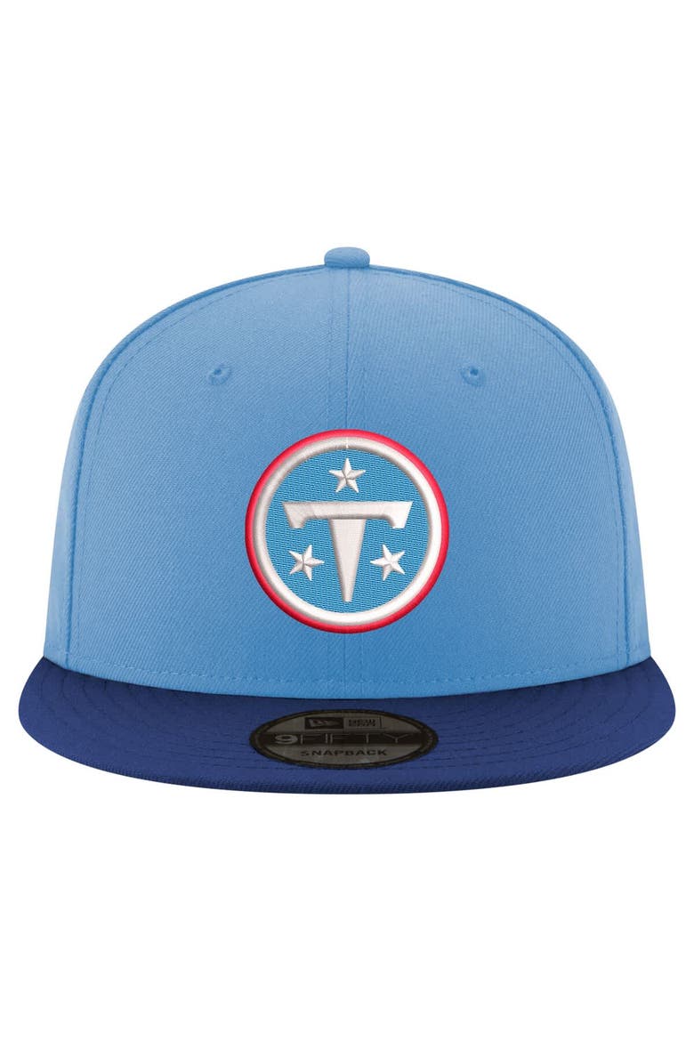 Men's New Era  Light Blue/Navy Tennessee Titans Primary Logo 9FIFTY Snapback Hat, Alternate, color, Light Blue