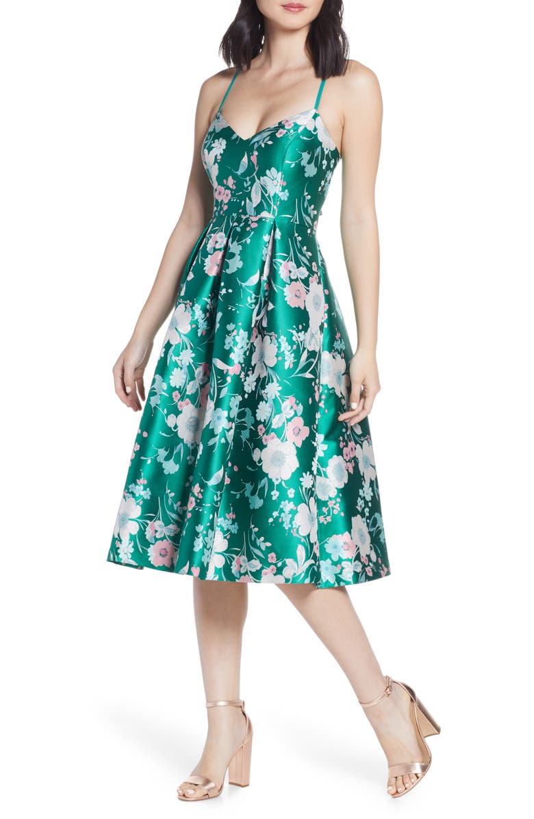 Eliza J Floral Jacquard Fit & Flare Dress, Main, color,