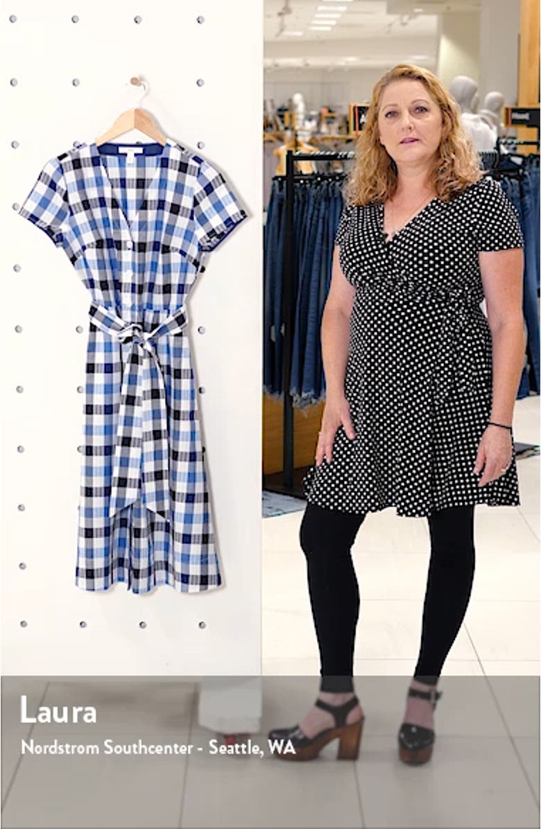 Check Tie Waist Short Sleeve Dress, sales video thumbnail