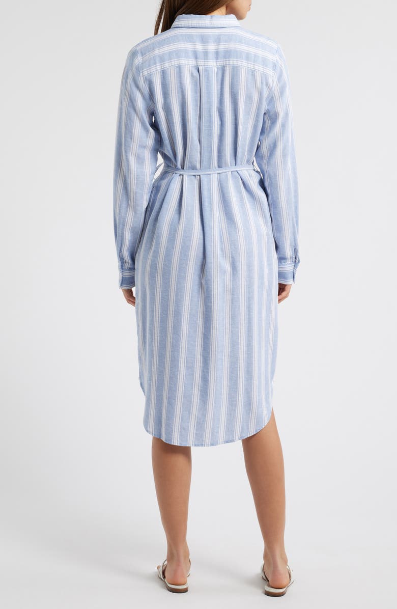 Caslon<sup>®</sup> Stripe Long Sleeve Linen Blend Shirtdress, Alternate, color, 