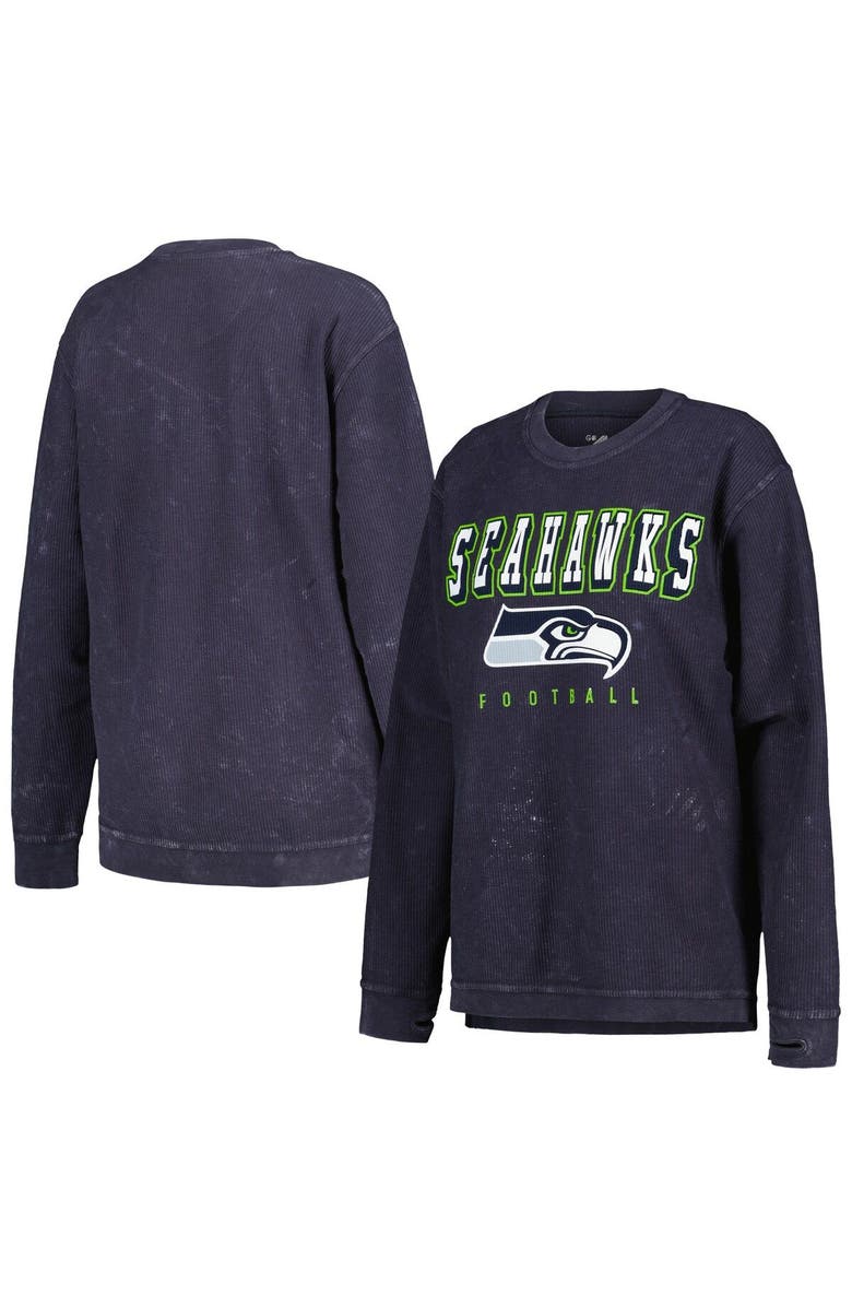 G-III 4HER BY CARL BANKS Women's G-III 4Her by Carl Banks College Navy Seattle Seahawks Comfy Cord Pullover Sweatshirt, Alternate, color, Navy