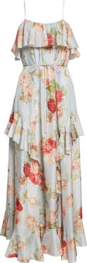 Zimmermann Roselight Frill Silk Habutae Maxi Dress