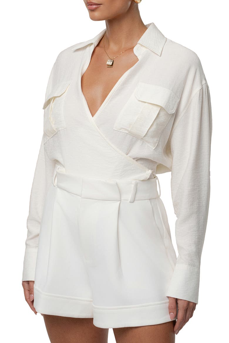 Drift Collared Cargo Long Sleeve Top, Alternate, color, IVORY