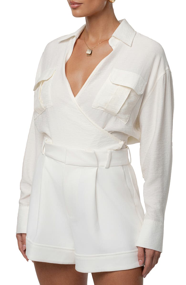 JLUXLABEL Drift Collared Cargo Long Sleeve Top, Main, color, Ivory