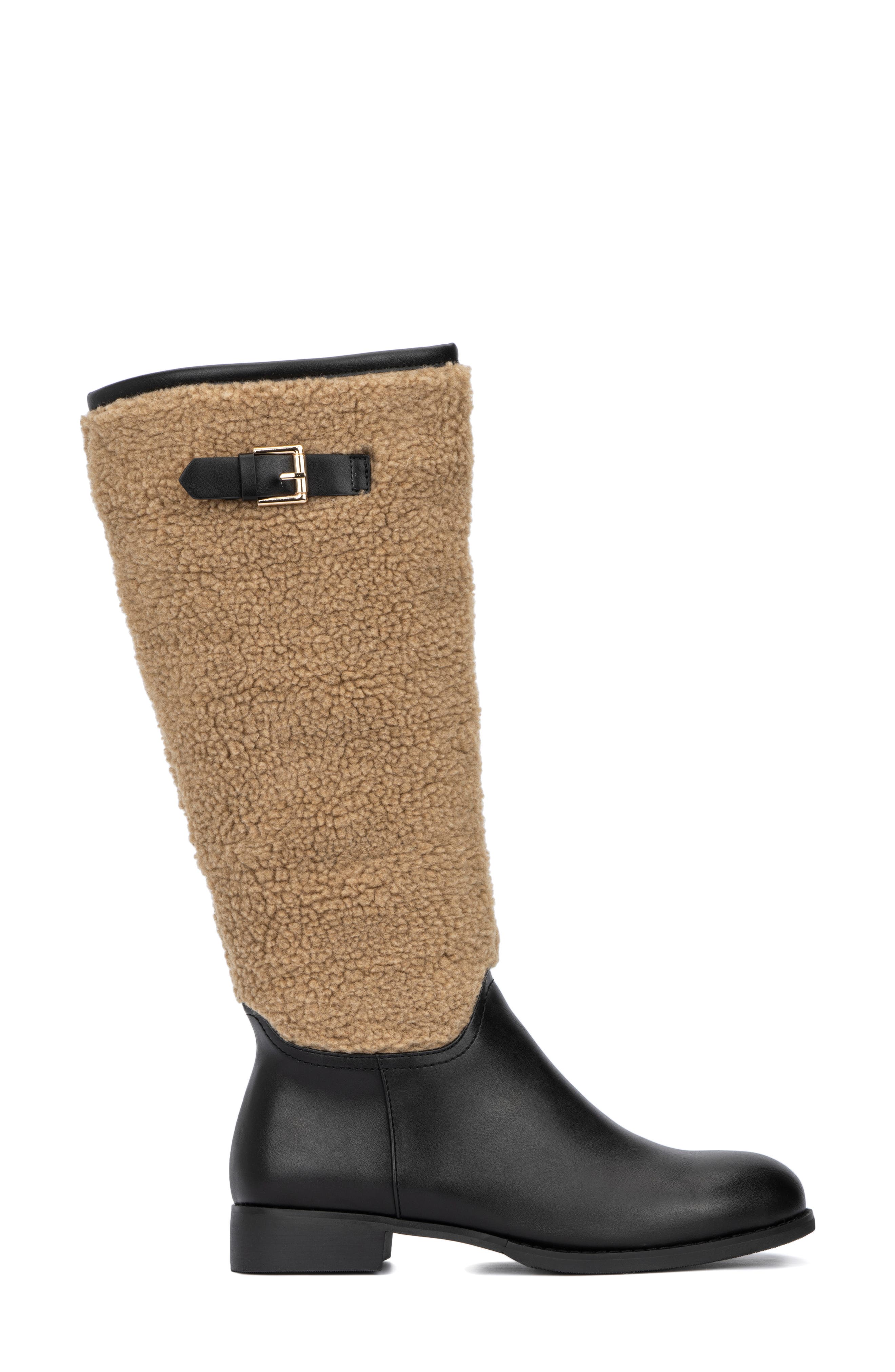 TORGEIS Misty Faux Fur Trimmed Tall Boot, Alternate, color, Black