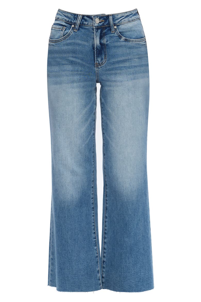 Raw Hem Mid Rise Wide Leg Jeans, Alternate, color, MEDIUM BLUE