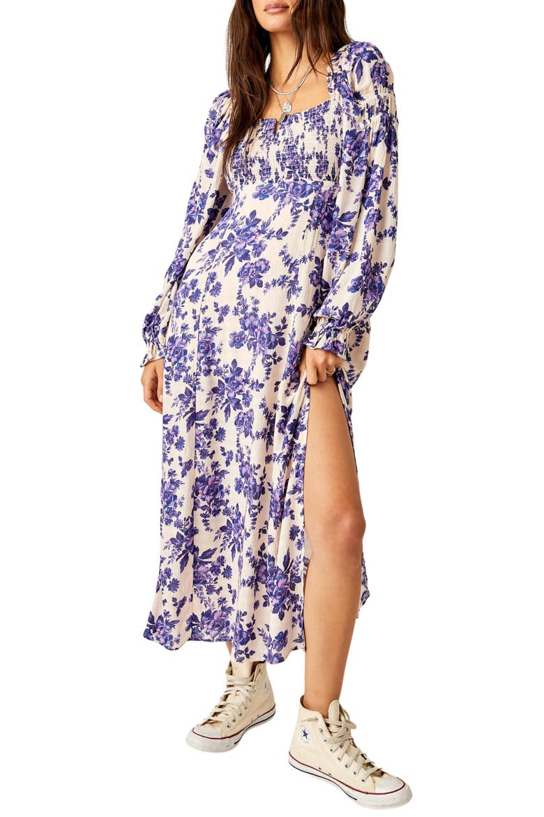 Jaymes Floral Smocked Long Sleeve Maxi Dress, Main, color, IRIS COMBO