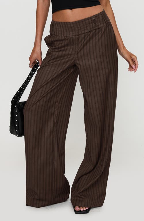 Princess Polly Cedars Stripe Low Rise Wide Leg Pants In Blue