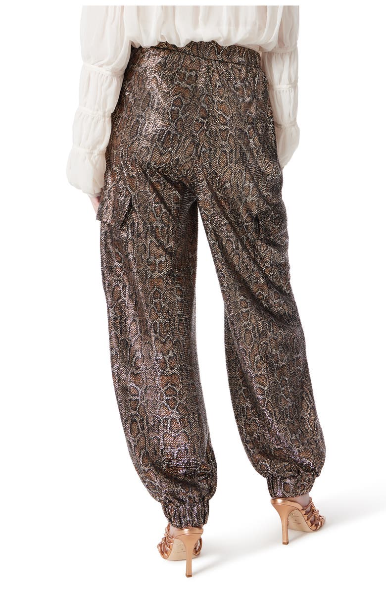 DO by Dee Ocleppo Metallic Snakeskin Print Joggers, Alternate, color, Black