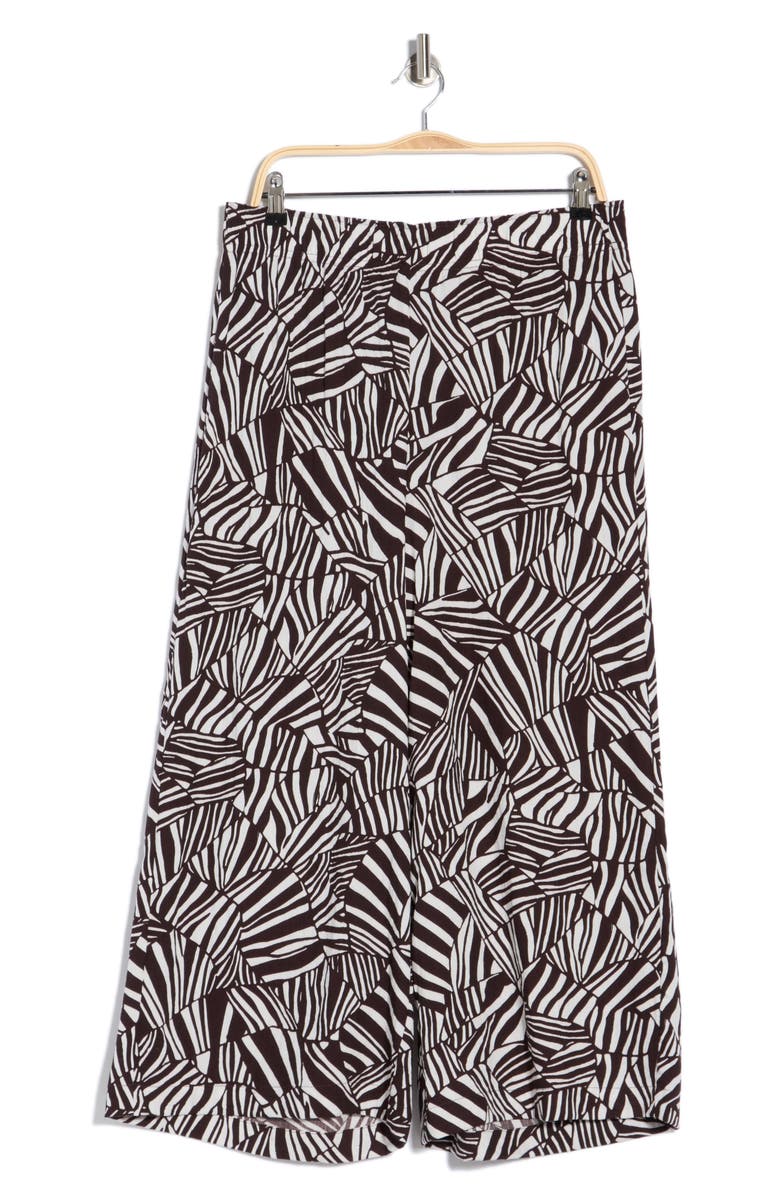 Adrianna Papell Wide Leg Pull-On Pants, Main, color, Chocolate Patchwork Stripe