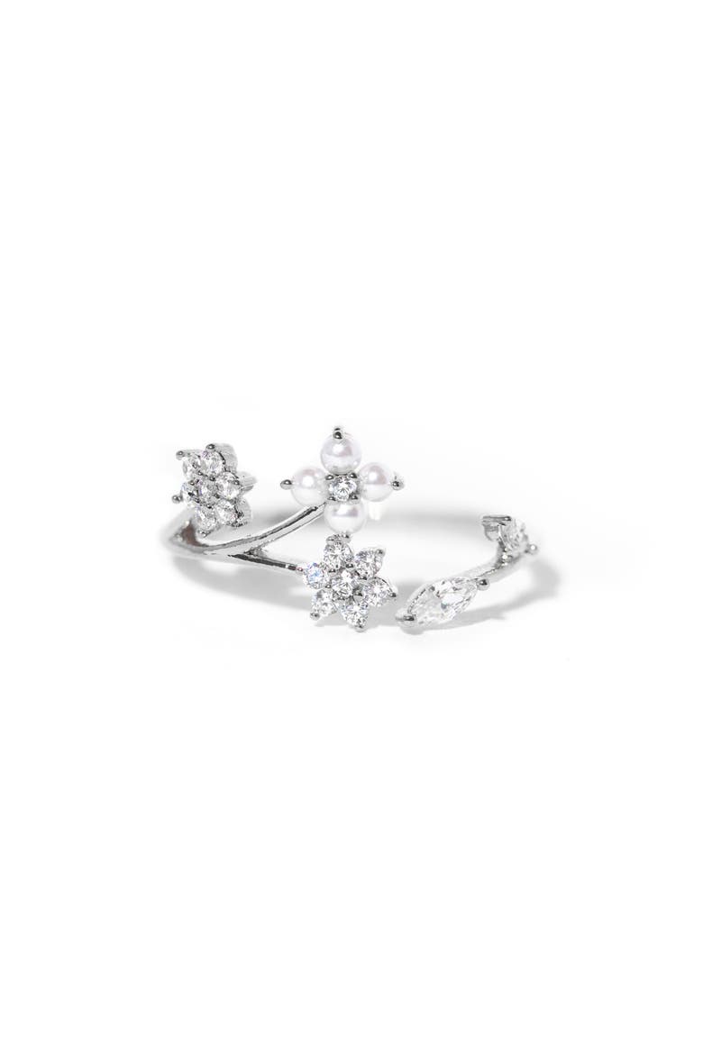 Wispy Adjustable Cubic Zirconia Ring, Main, color, SILVER